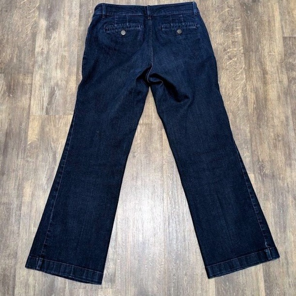 EDDIE BAUER Womens Jeans Indigo Stretch‎ Denim P8 Dark Wash Wide Leg Trouser